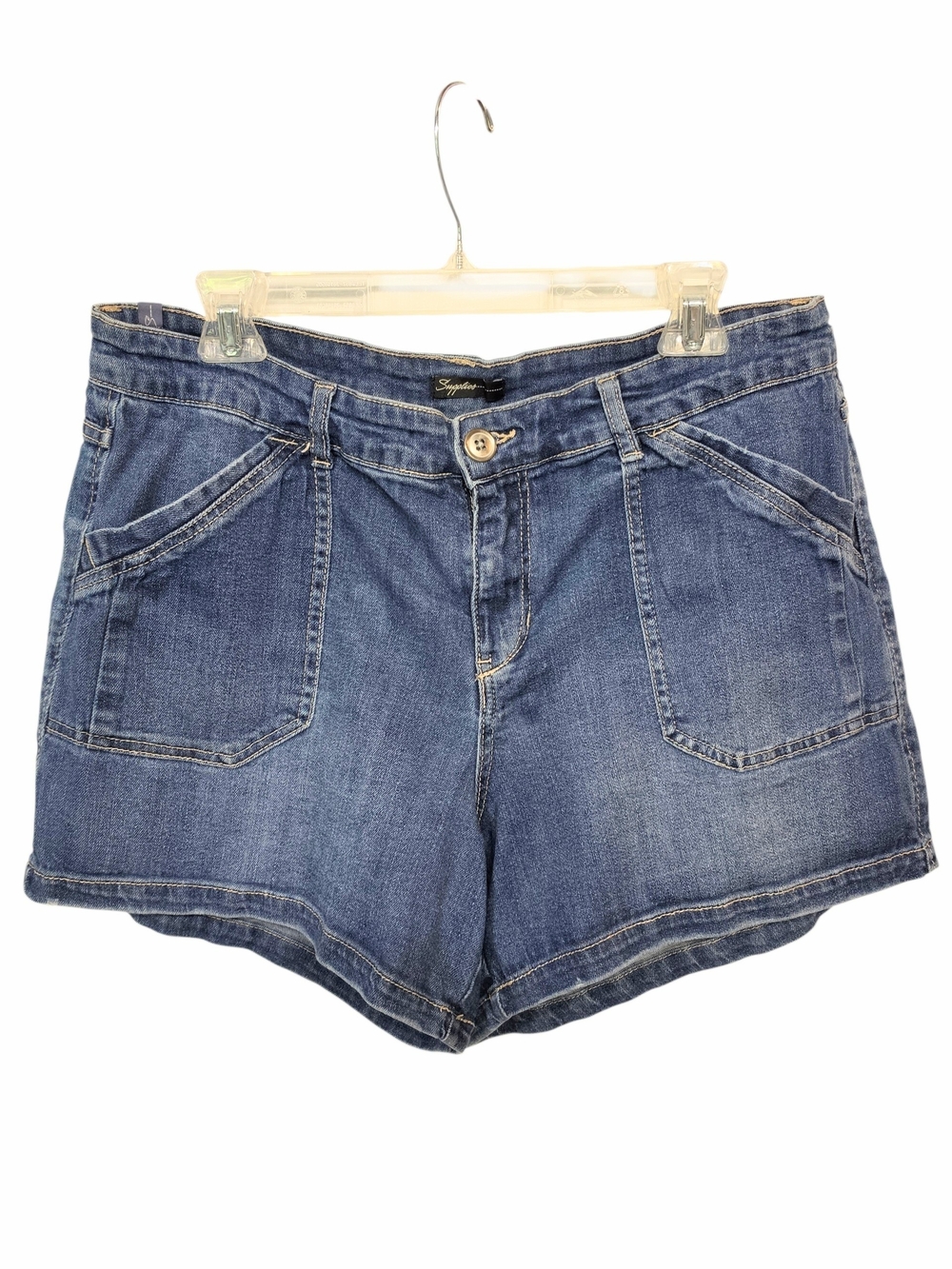 Supplies Size 16 Y2K Denim Carpenter Shorts Blue Stretch Utility Pocket Shorts